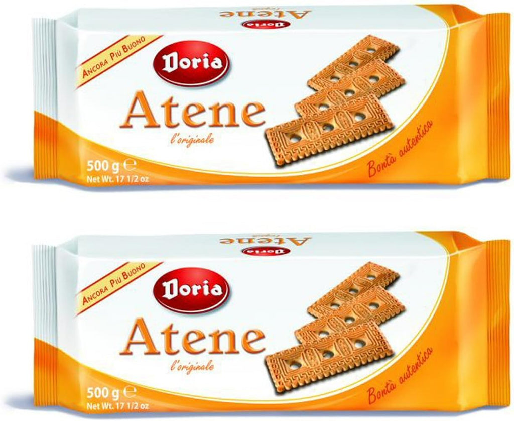 Doria: "ATENE" shortbread biscuits - 17.63 Oz (500g) Pack of 2 [ Italian Import ]