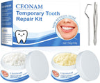 Tooth Repair Kit - 3.5 oz Temporary Fake Teeth Replacement Beads Kit in White & Ivory, Each 1.75 oz, with 3 Dental Tweezers Tools for Temporary Restoration of Missing & Broken Teeth