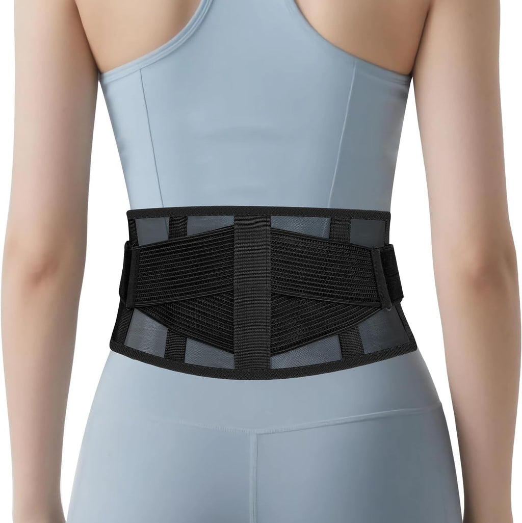Ultra-Thin & Lightweight Back Brace for Lower Back Pain,Sciatica,Scoliosis,Slipped Disc- Breathable & Adjustable Back Brace Belt for Women and Men under clothes,Black.