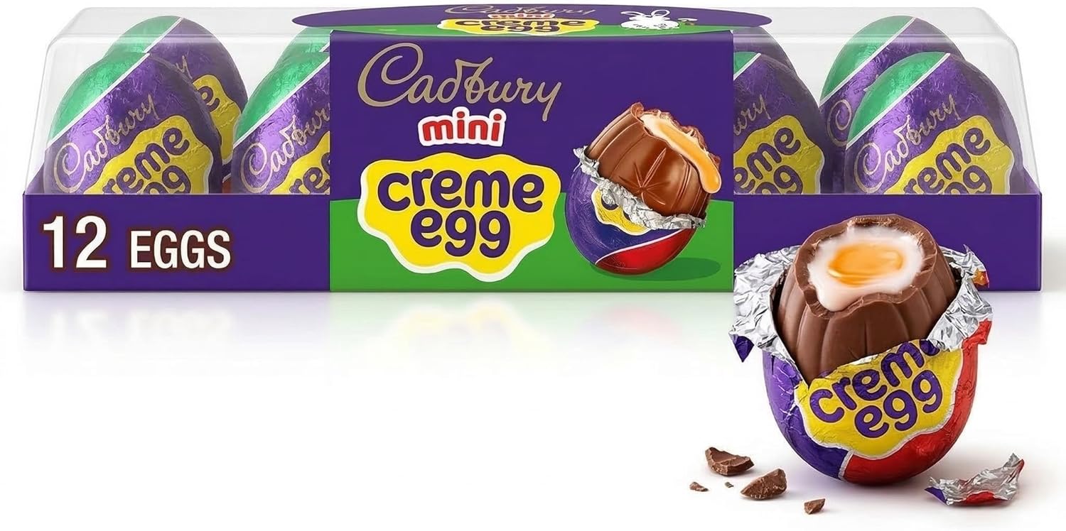Mini Chocolate Creme Easter Eggs 12 Pack – Milk Chocolate Cream Filled Treats, Individually Foil Wrapped Easter Basket Candy, Festive Egg Carton Pack, 3.8 oz.