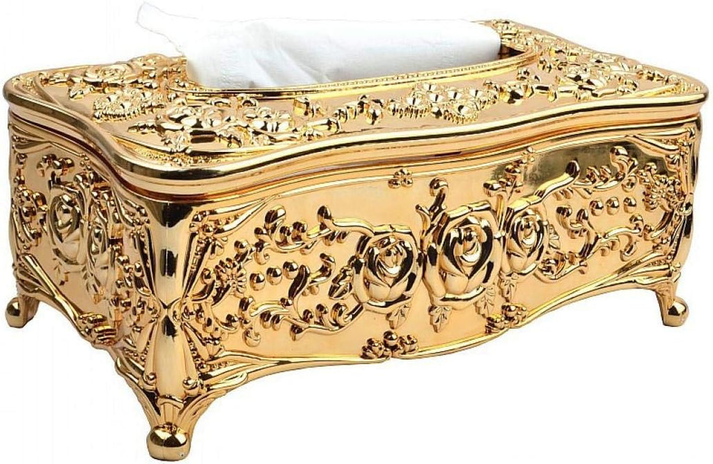 Luxurious Rose Tissue Box Acrylic Holder Cover Luxurious Elegant Design Tissue Holders Paper Holder Napkin Holder for Home Toilet Bath (Gold)