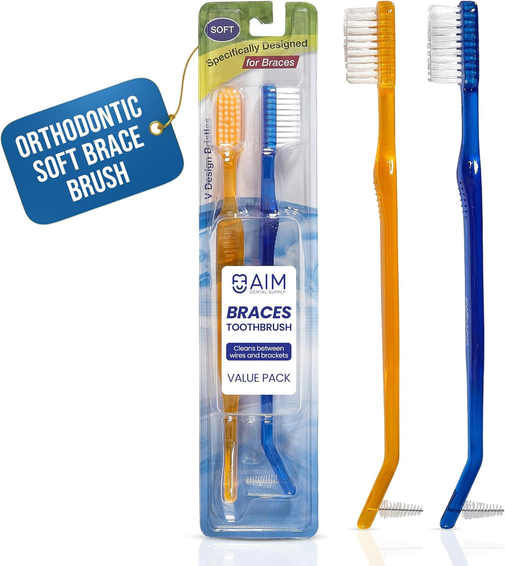 Toothbrush for Braces, Soft Head Braces Toothbrush, V Trimmed Design 2-Pack | Quick Orthodontic Cleaning | Deep Clean Braces at Home (Pack of 2)