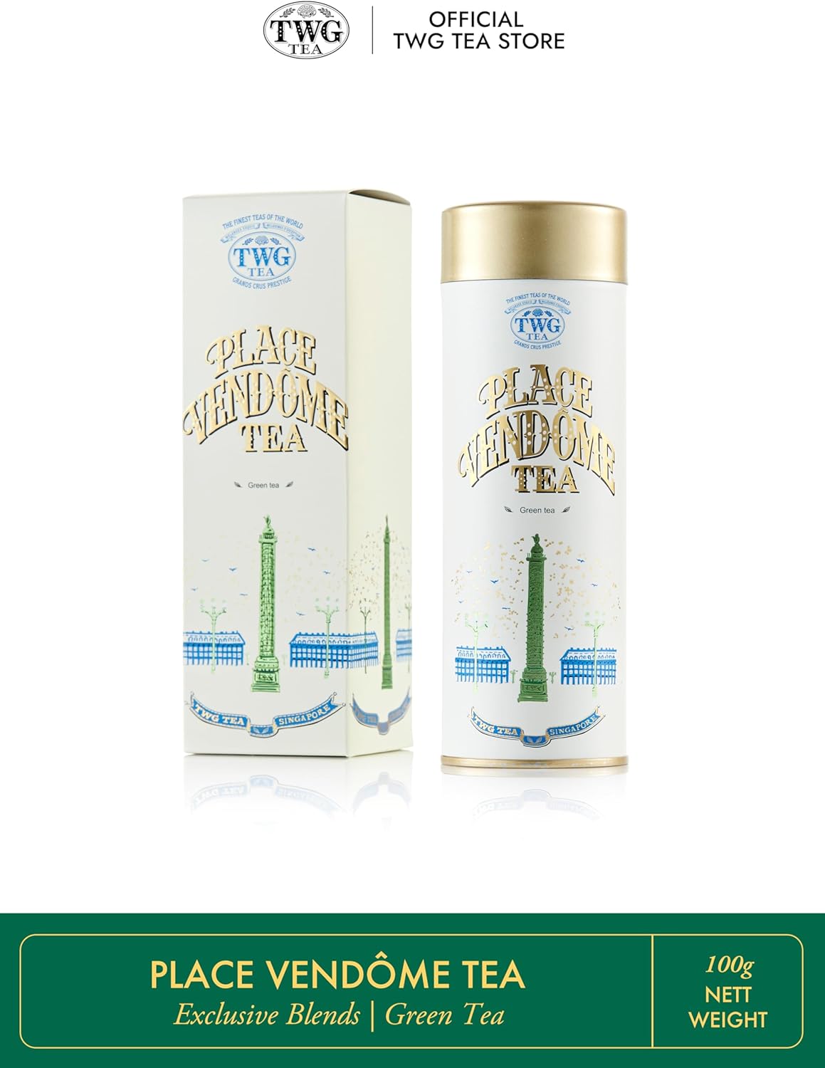 TWG Tea | Place Vendôme Tea | Green Tea | Nuts & Tropical Fruits | Haute Couture Tin, 100g | Gift Set
