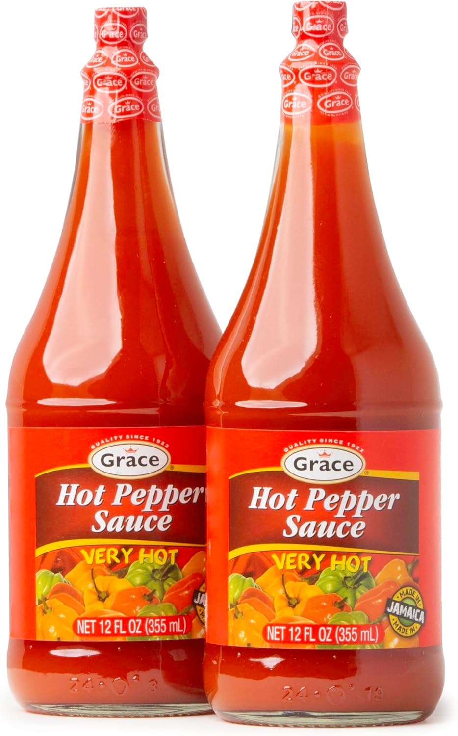 Grace Hot Pepper Sauce 12oz - 2 Pack Hot Sauce Bottles - Jamaican Scotch Bonnet Pepper Sauce - Caribbean Hot Sauce made with Scotch Bonnet Peppers & West Indian Hot Peppers