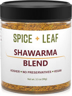 Premium Shawarma Spice Seasoning by Spice + Leaf, 3.5 Oz - Kosher, Vegan Preservative Free Spice Blend for Middle Eastern Flavor. Vegetarian, Dairy Free and Salt Free