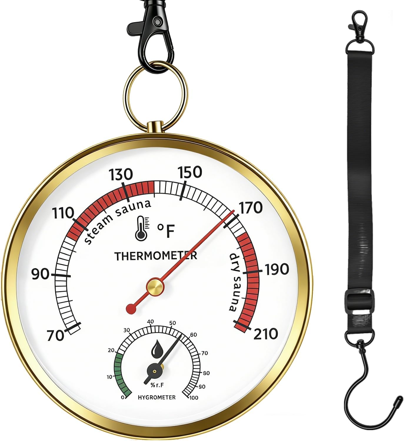 Sauna Thermometer Fahrenheit, 2-in-1 Thermometer and Hygrometer, Precision Temperature Gauge & Thermostat for Portable Steam Sauna Box, Home Infrared Indoor Use Essential Accessory