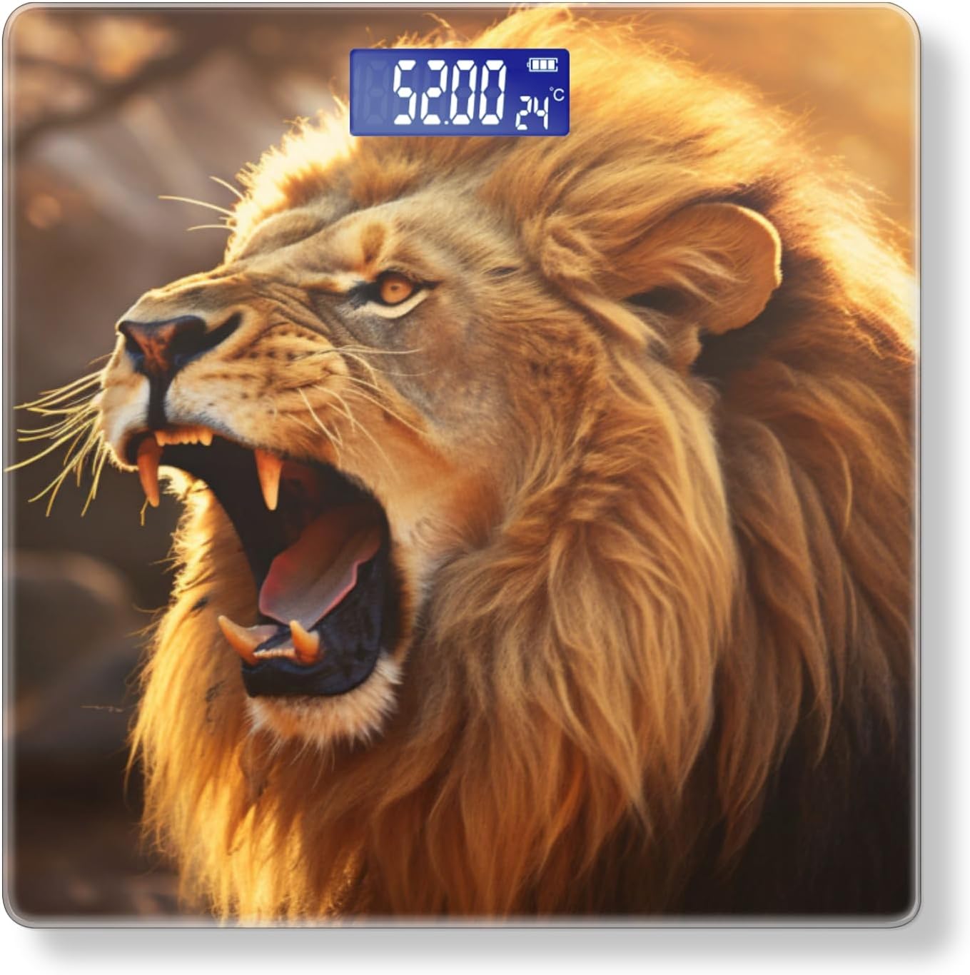 Digital Scale for Body Weight Highly Precision Bathroom Weight Scale 400 lbs with Backlit Display Personalized Scale for Home-Majestic Lion Roaring in The Savannah