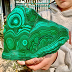 AtkitS Natural Natural Malachite Stone Slab Quartz Crystal Collection Mineral Specimen Healing (Size : 450-500g)
