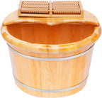 Wood Foot Bath Cedar Foot Basin Wooden Bucket Feet Relax Bucket Kit with Massage Roller and Lid for Foot Bath, Massage, Spa, Soak