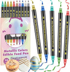 FUNSHOWCASE 10 Edible Markers Metallic Double-sided Bullet and Brush