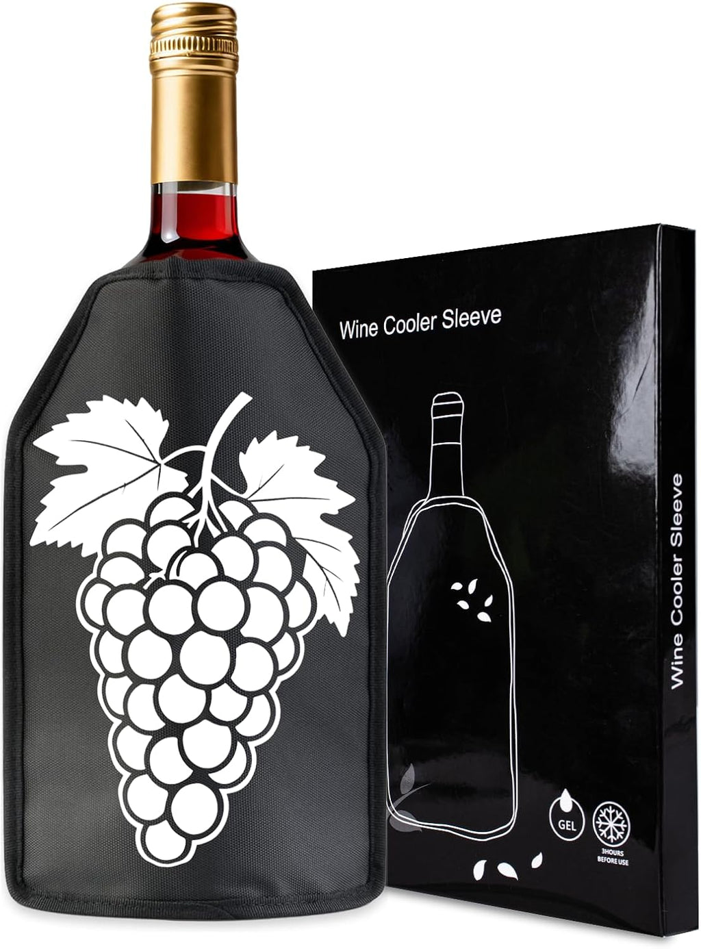 Insulated Wine Bottle Chiller Sleeve, Portable Wine Cooler for Temperature Control (White Grape)