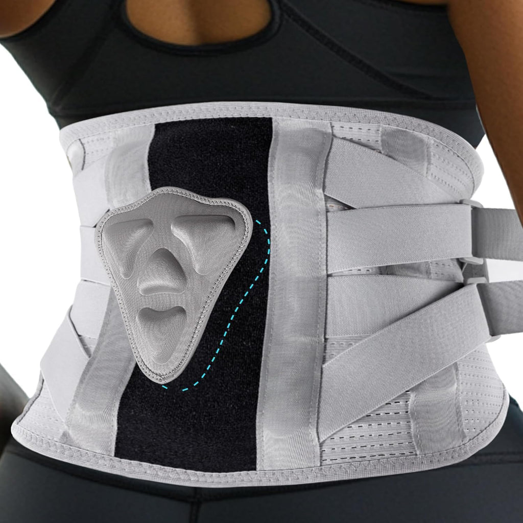 Back Brace for Lower Back Pain Relief - 4X Stronger Lumbar Support Belt with Heating Massage Pad, Adjustable Posture Corrector for Sitting Long Hours, Breathable & Thin Mother's Day / Birthday Gifts, L (Waist 28–35")