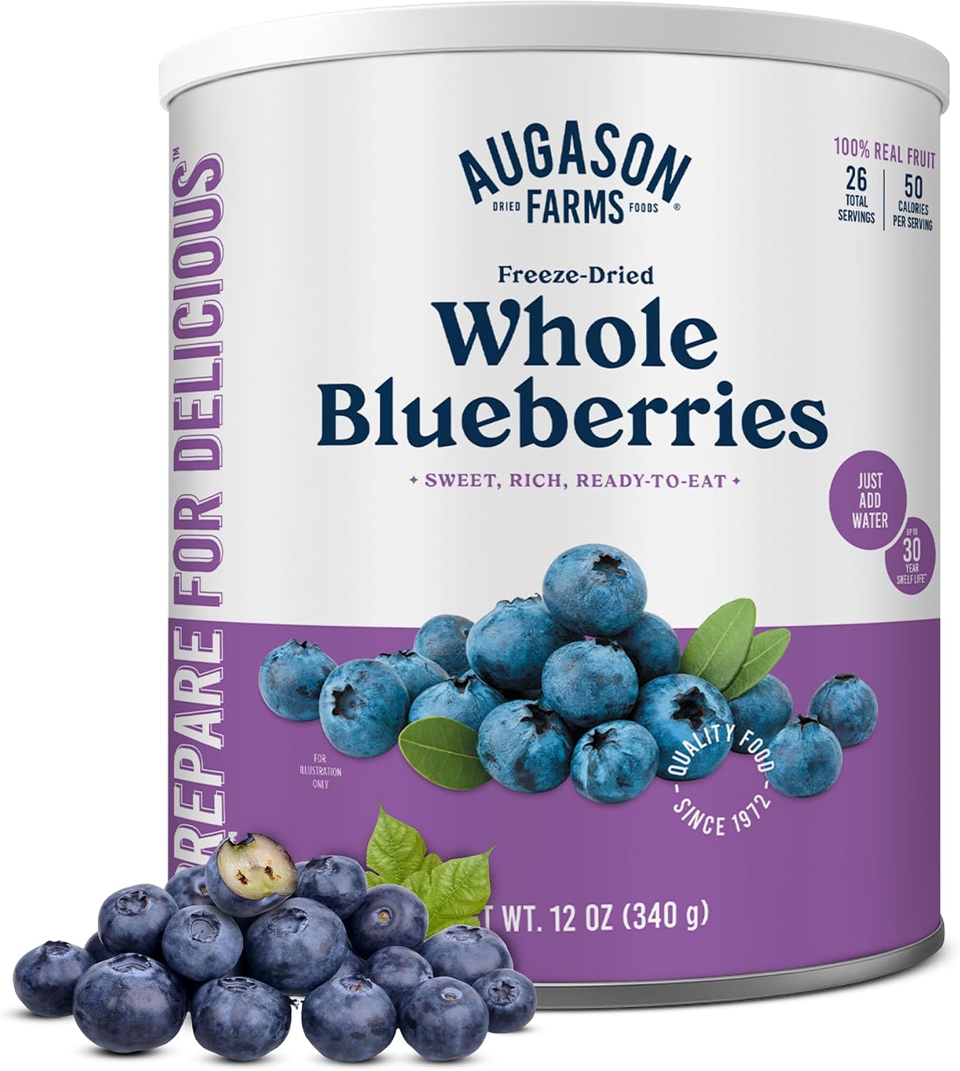 Augason Farms Freeze-Dried Whole Blueberries Emergency Food Supply, 26 Servings, 30 Year Shelf Life, Great for Cooking, Baking, and Snacks - Dehydrated Meals, Survival Food Camping Essentials Can