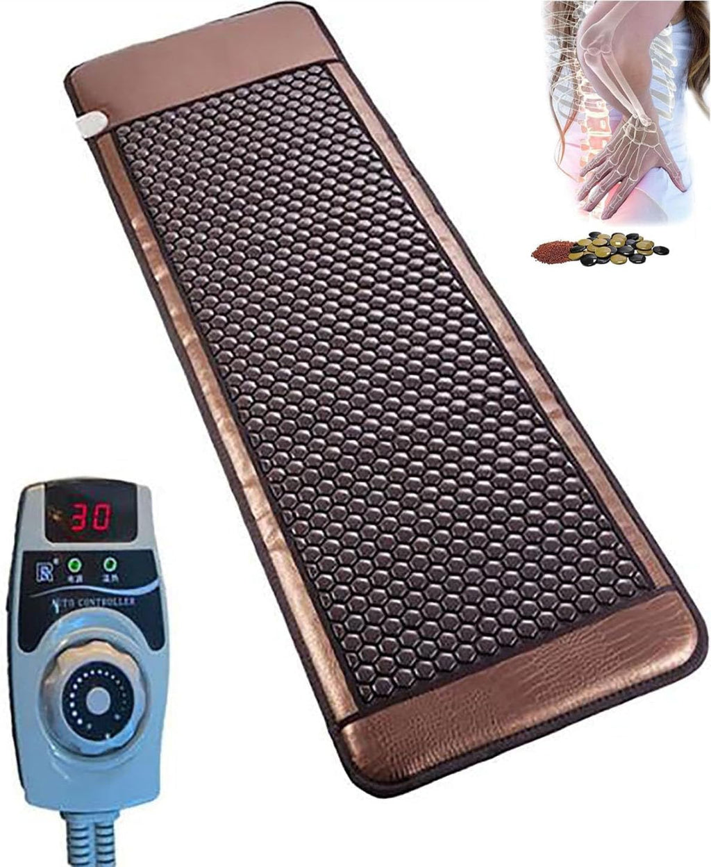 HAILM Far Infrared Jade Amethyst Heat Stone Mat,Professional Infrared Heating Pad,Massage Mats Full Body for Office,Home,Travel,Temperature Adjustable,80x190cm