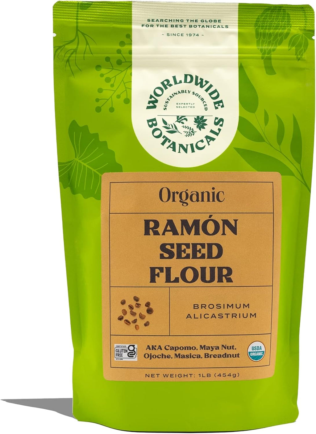Worldwide Botanicals Organic Ramón Seed Flour – AKA Capomo, Ojoche, Maya Nut, Bread Nut, Mojo, Masica - Gluten-Free, Mayan Superfood, Rich in Potassium, Antioxidants and Calcium, Kosher, 1 Pound