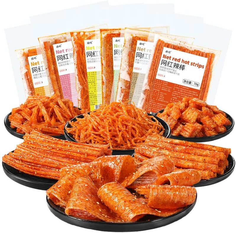 Spicy Noodle Web Celebrity latiao Snacks ,Big Spicy Piece Nostalgia Spicy，Convenient Fast Food，Gluten, Casual Snacks，Handmade Spicy Strips ，Chinese snacks (Spicy Cubes,1 bag)