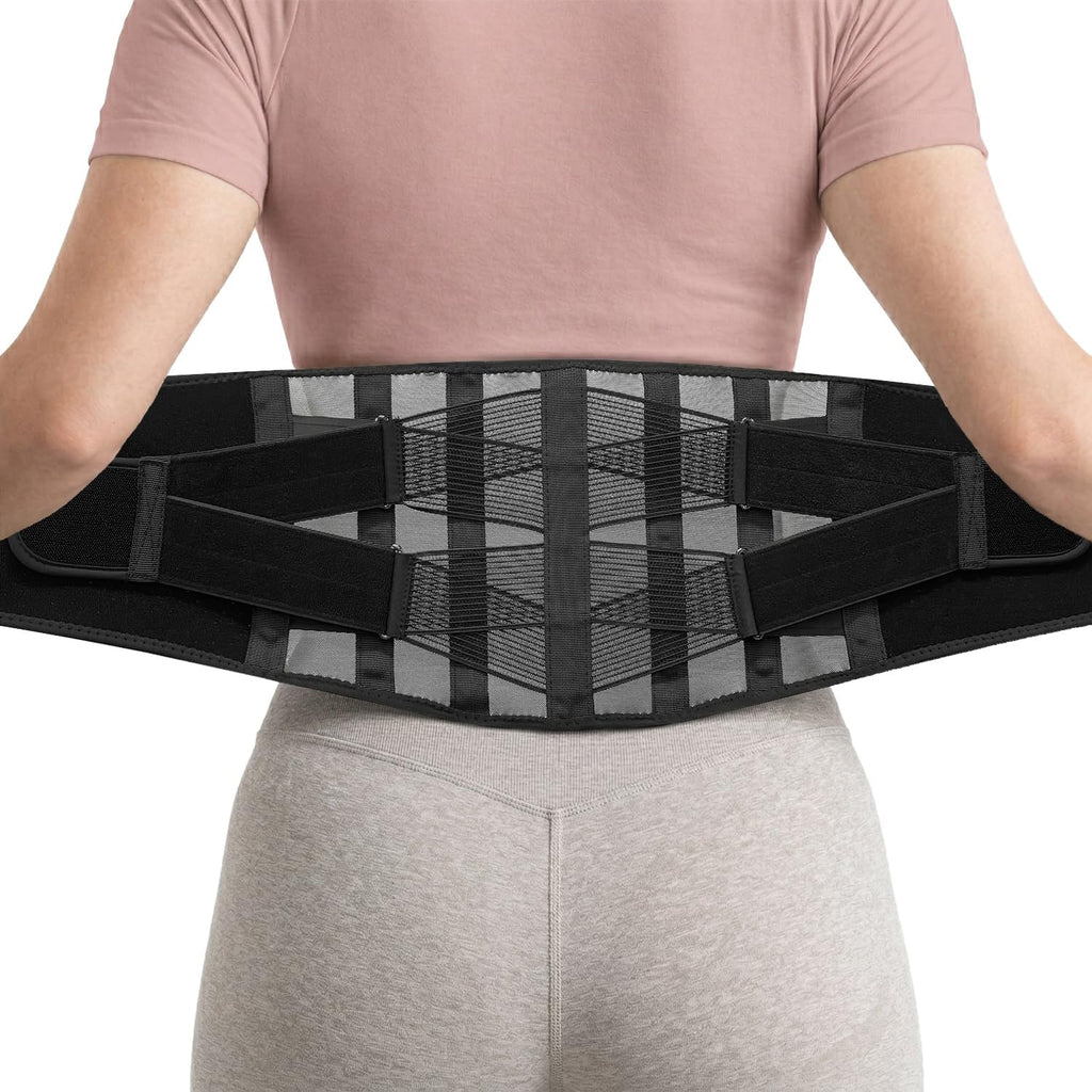 Ultra Breathable Back Brace for Women and Men Lower Back, Lightweight & Thin Back Support Belt, Dual Adjustable Waist Lumbar Support Belt for Sciatica, Herniated Disc, Scoliosis Back Pain Relief
