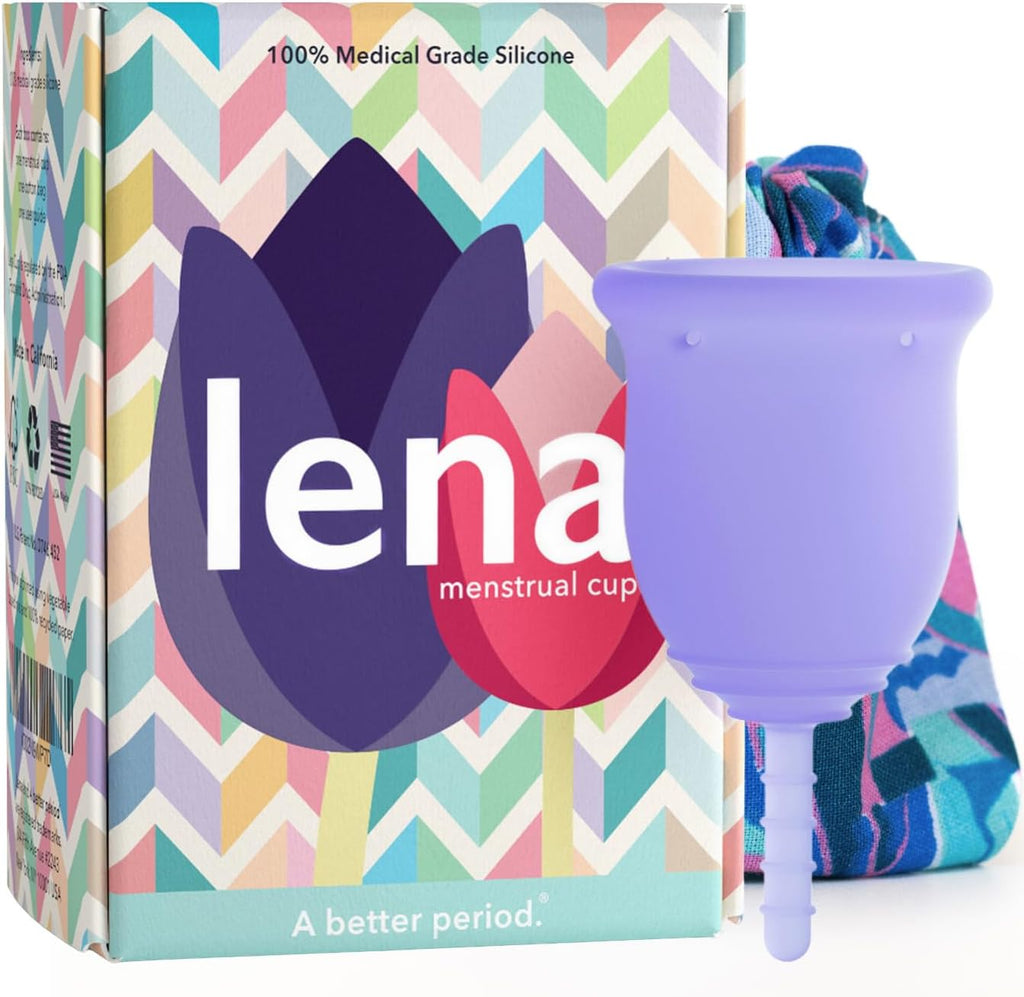 Lena Menstrual Cup Original – Reusable Silicone Period Cup for Regular Flow, 12-Hour Leak-Free Protection, Soft & Comfortable, Beginner-Friendly Design - Small, Purple