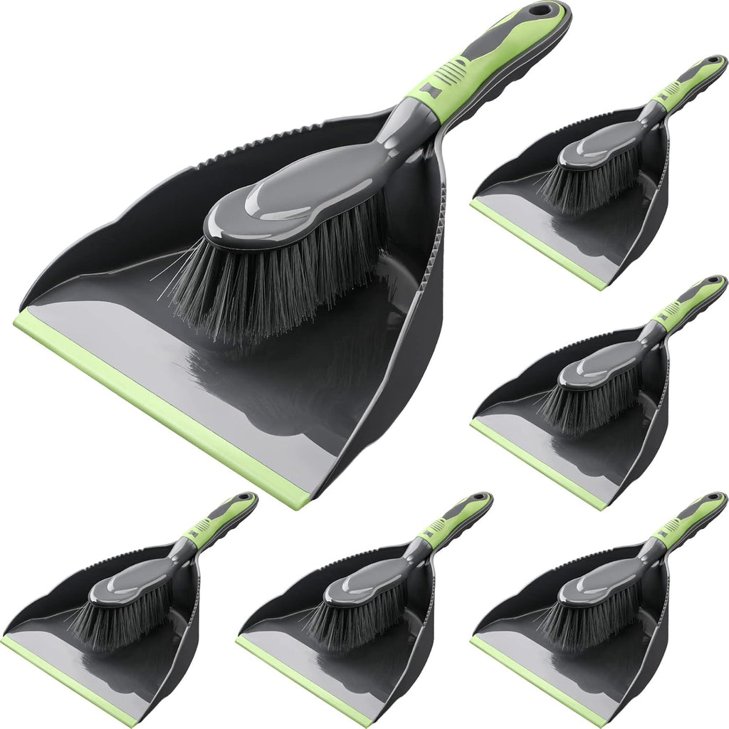 Zopeal 6 Set Dust Pan and Brush Set, Small Dustpan with Broom, Handheld Angle Broom and Dustpan Set for Home Room Kitchen Car Office Lobby Indoor Floor Cleaning