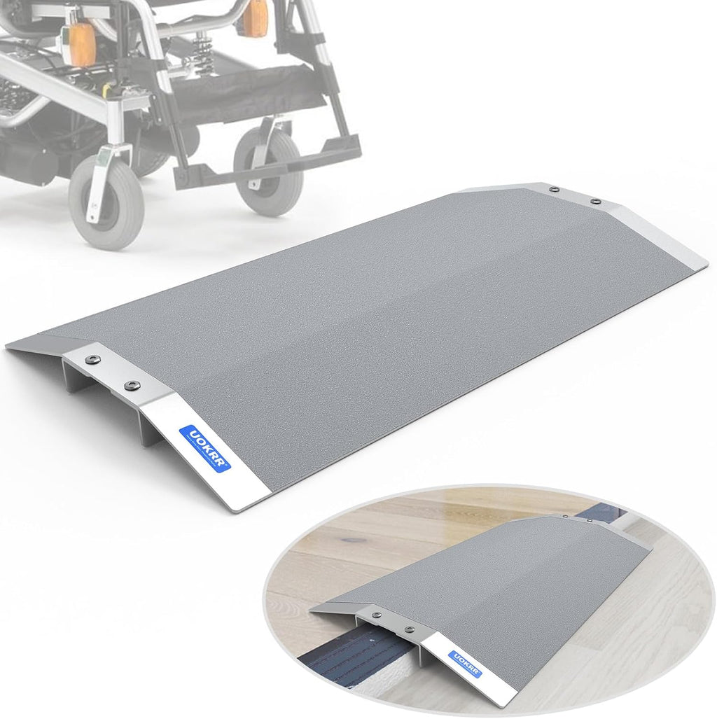 28.5" L×1.2" H Bridge Threshold Ramps for Doorways, Fits 3.5–6" Wide Thresholds with Adjustable Support Bars, Non-Slip Aluminum Wheelchair Ramps for Home Steps