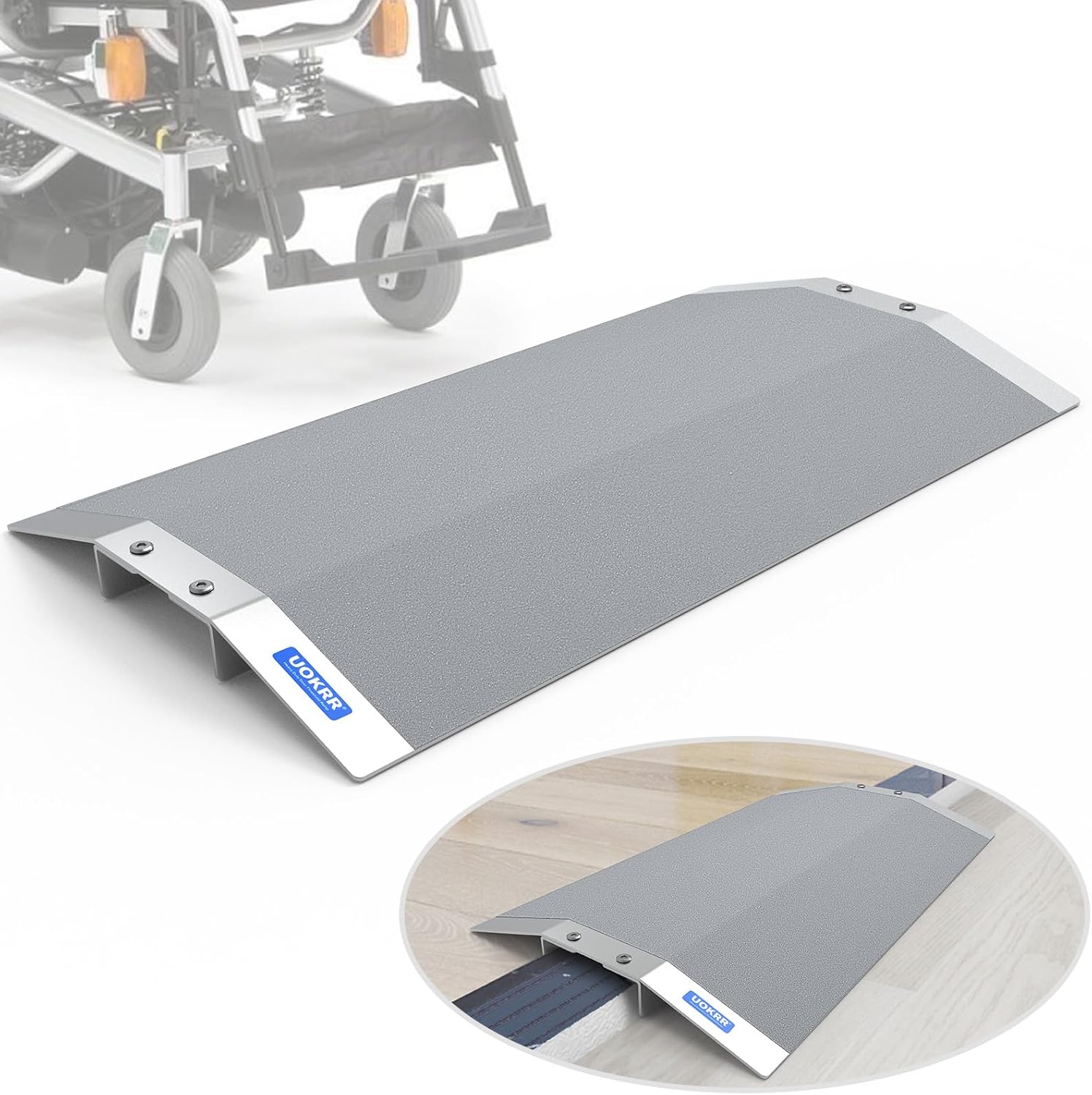 28.5" L×1.2" H Bridge Threshold Ramps for Doorways, Fits 3.5–6" Wide Thresholds with Adjustable Support Bars, Non-Slip Aluminum Wheelchair Ramps for Home Steps