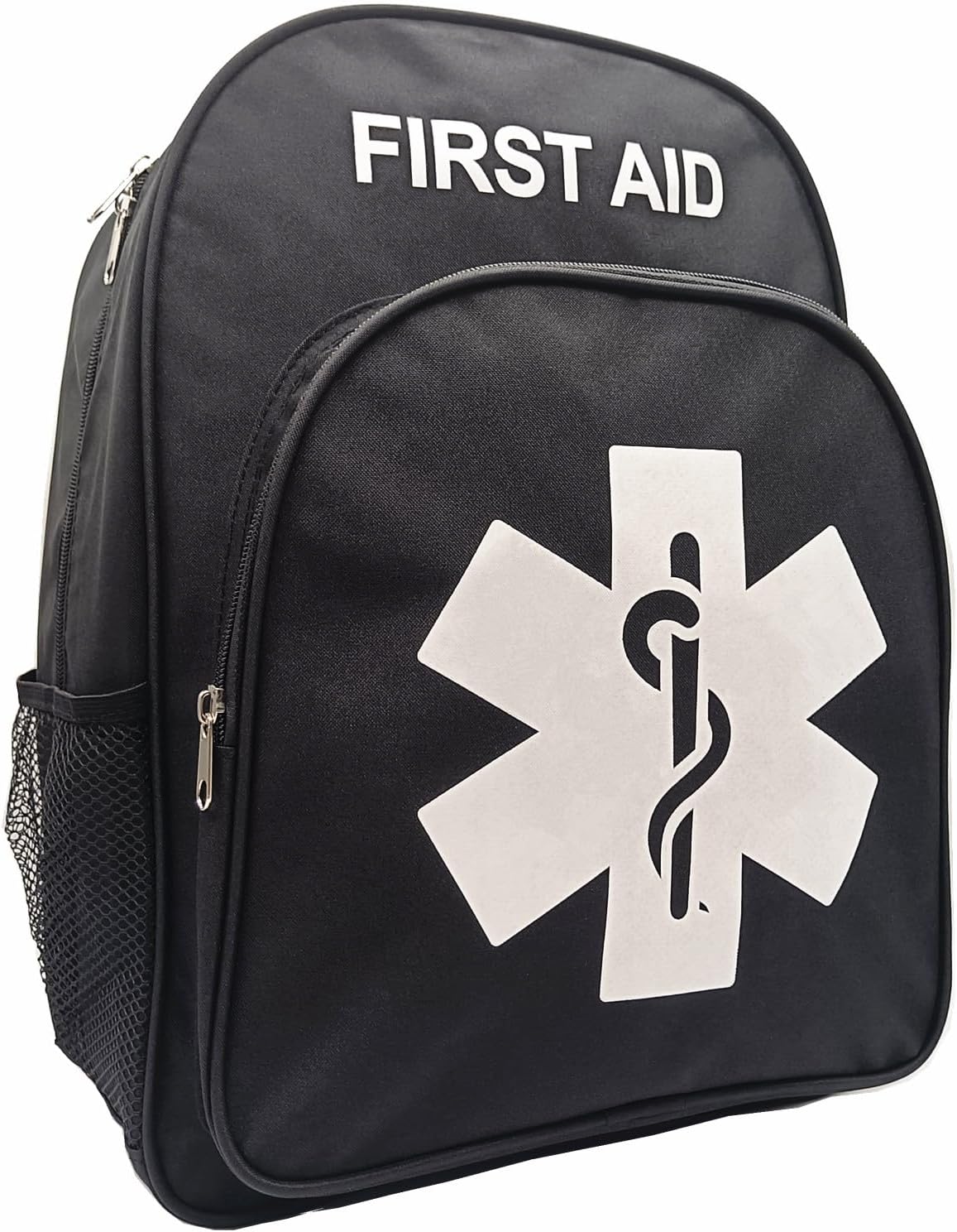 Red Emergency Bag First Aid Backpack Empty Medical First Aid Treatment First Responder Trauma Bags for Hiking Outdoors Travel Camping Pet Dog Cat Daycare (Black White)