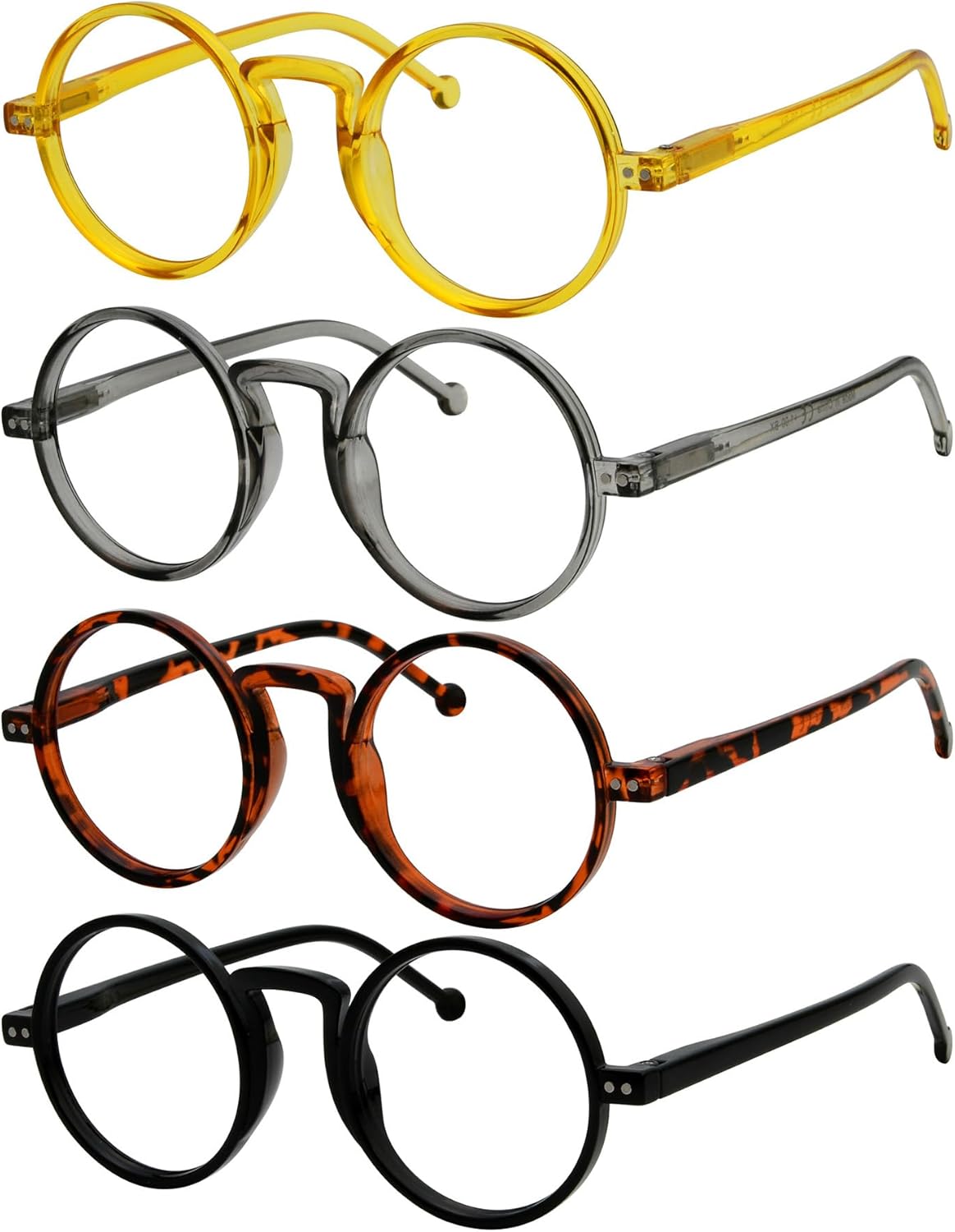 Eyekepper 4 Pack Oversized Round Reading Glasses for Men Women Retro Readers+1.25