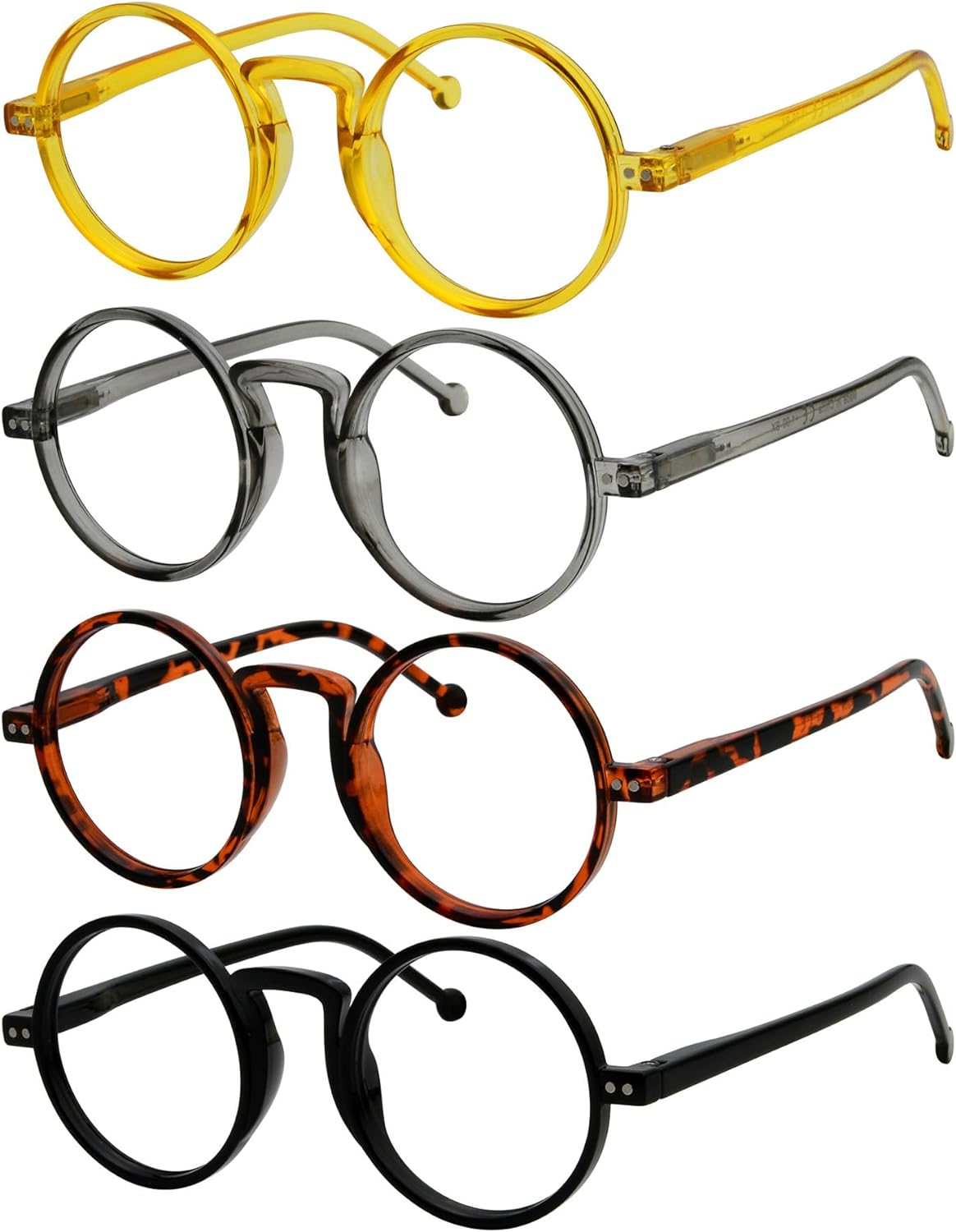 Eyekepper 4 Pack Oversized Round Reading Glasses for Men Women Retro Readers+2.50