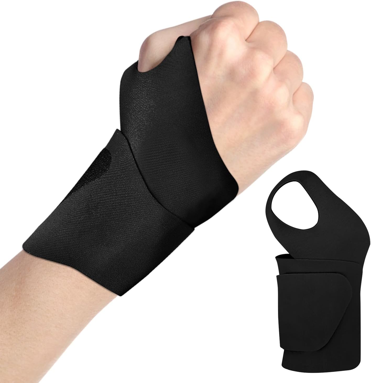 Wrist Brace, Ultra Thin Wrist Wrap Adjustable Unisex Wrist Strap Cpmpression Hand & Wrist Support for Carpal Tunnel Arthritis Tendonitis Wrist Pain Relief Sport Fitness - Black