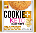 Bake City Cookie Plus Keto | 1oz Peanut Butter Cookies (12 pack), Gluten Free, 0g Sugar, Only 1.5g Net Carbs, Good Fats, 5g Protein, Kosher, No Artificial Flavors