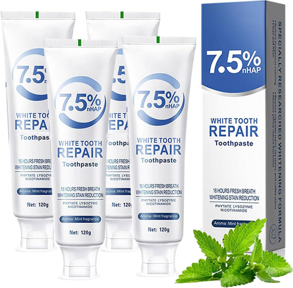 4 Pack Toothpastes,7.5% Toothpaste for Enamel Protection and Tooth Strengthening, Gentle Mint, Fresh Breath, Daily Use for Oral Health (4)