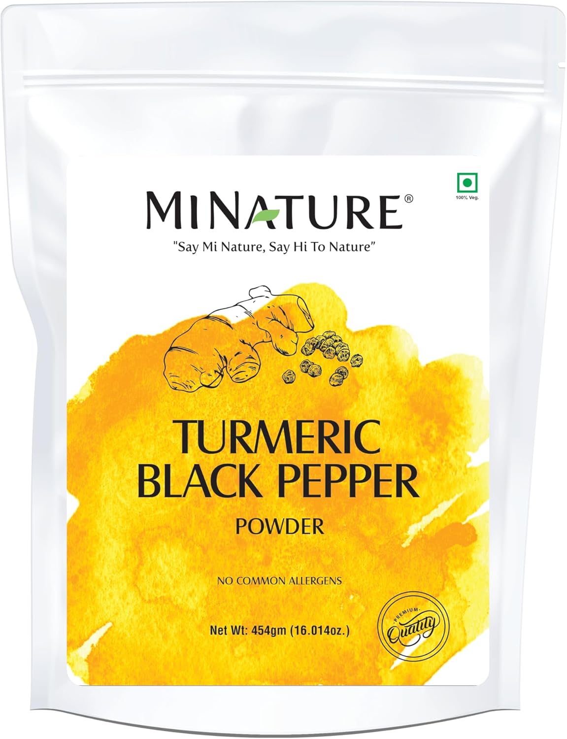Mi Nature Turmeric Powder with Black Pepper, 454g (16oz)| Pure Curcuma Longa & Piper Nigrum| Traditional Superfood for Cooking and Natural Wellness Support