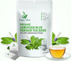 50 Jamaican Blue Vervain Tea Bags - 100% Pure Wild-Crafted Herbal Tea Bags for a Smooth and Earthy Brew Healthy Well-Cleaned Whole Plant Tea Cut