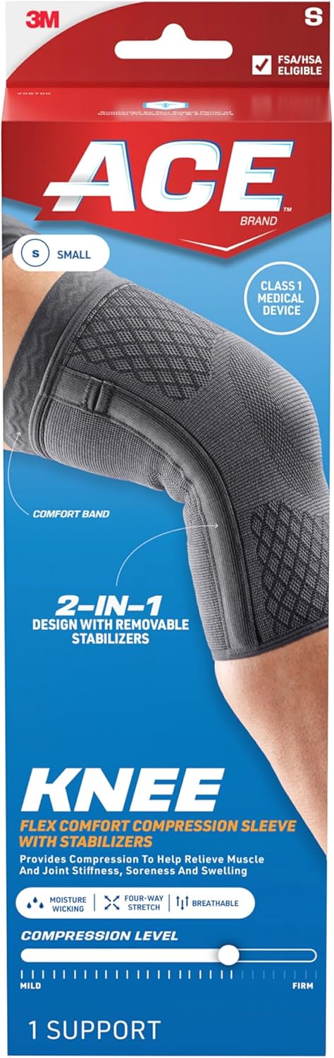 ACE Brand Flex Comfort Compression Knee Sleeve with Stabilizers