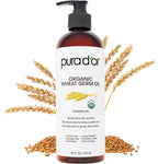 PURA D'OR 16 Oz ORGANIC Wheat Germ Oil - 100% Pure & Natural USDA Certified Cold Pressed Carrier Oil - Vitamin E Rich, Moisturizing & Nourishing Anti-Aging Properties - Healthy Hair Growth & Skincare