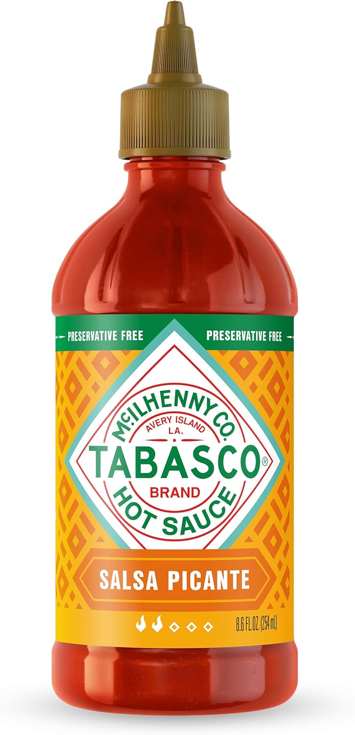 TABASCO Brand Salsa Picante, Vibrant & Mild Hot Sauce, Easy-to-Squeeze Bottle, Thicker Mexican Style with Authentic Peppers, Garlic & Spices, Great on Tacos & More, 8.6 Fl Oz (Pack of 1)