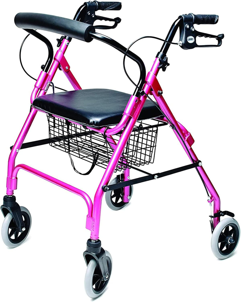 Lumex Walkabout Lite Rollator – Lightweight 14.5 lb. Rolling Walker with Seat for Seniors, Pink