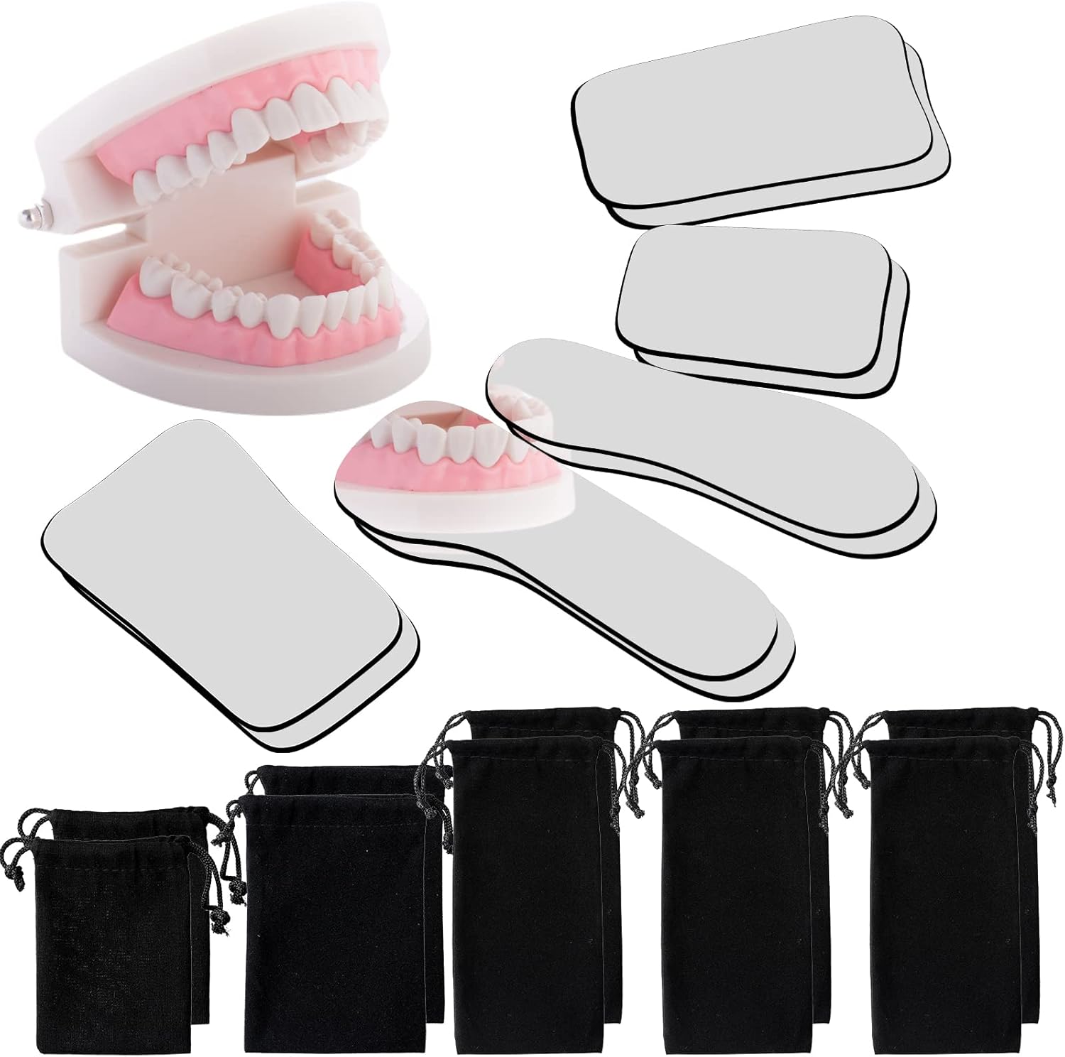 10 Pieces Dental Mouth Mirror Occlusal Reflector Intraoral Photography Mirror 2 Sided Dental Plated Glass Intraoral Photo Glass for Clinic Dentist