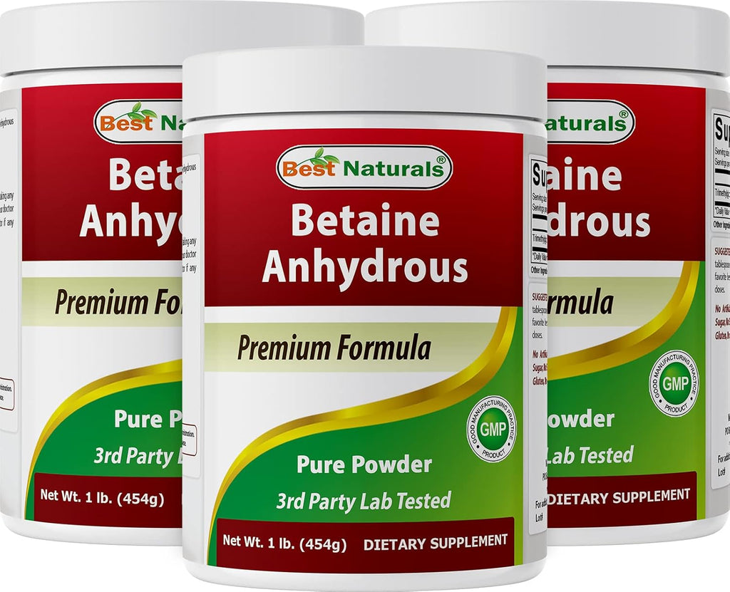 Best Naturals Betaine Anhydrous Trimethylglycine (TMG) Pure Powder 1 Pound (1 LB (Pack of 3))