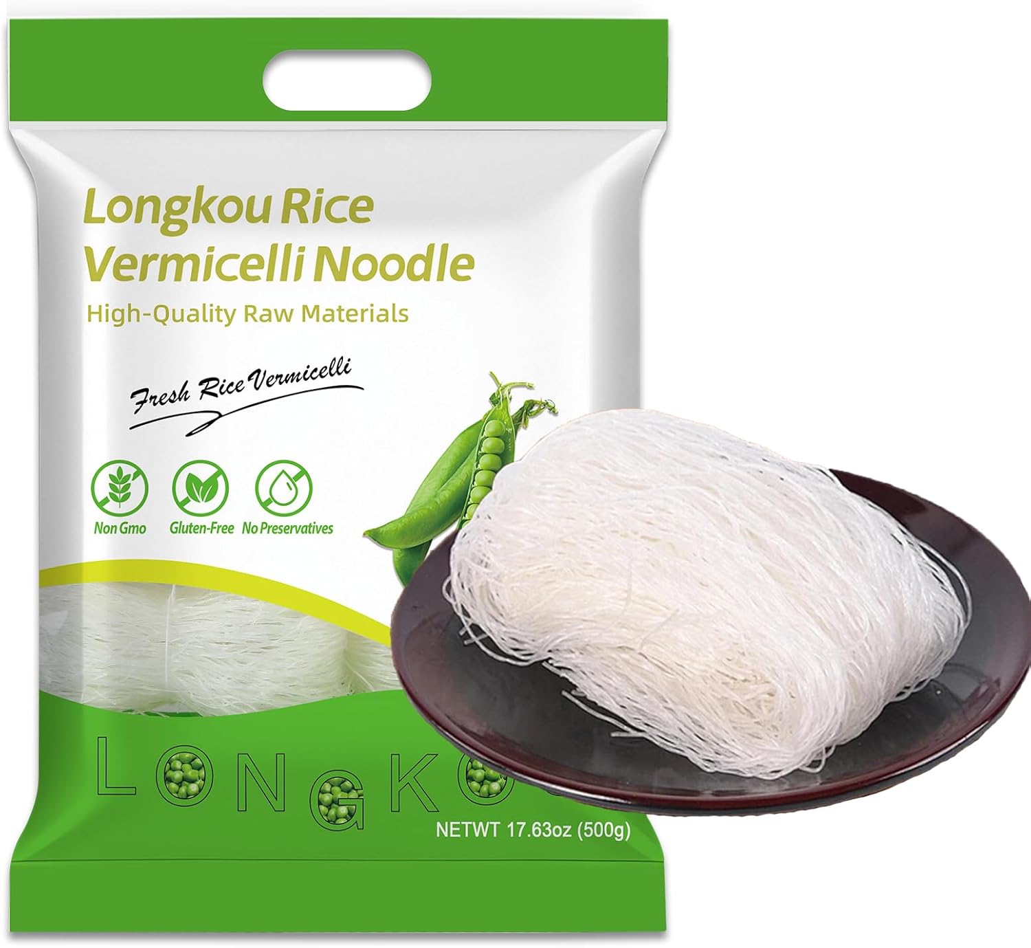 GCYYSIQS Longkou Rice Vermicelli Noodles,Authentic Asian Vermicelli made from Mung Beans,Glass Noodles,500g/17oz,龙口粉丝 (1bag)