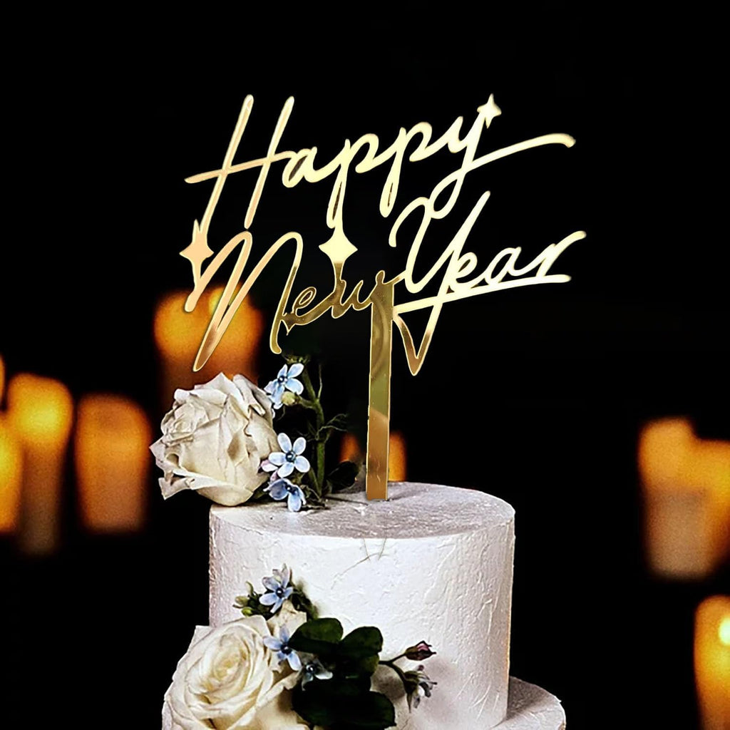 Happy New Year 2026 Cake Topper-Winter Xmas Holiday Cake Decor-Hello 2026 Hello New Year Eve Party Decorations Supplies