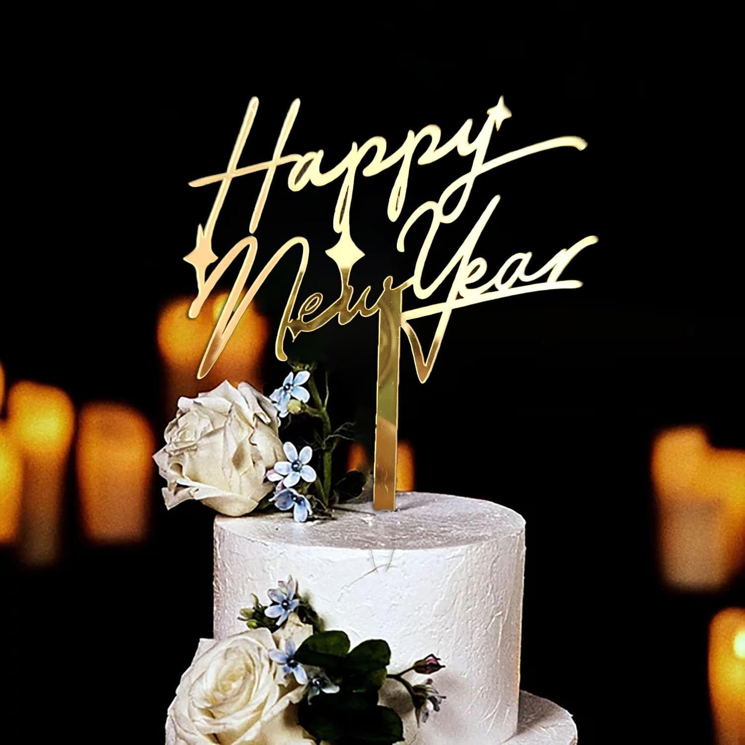 Happy New Year 2026 Cake Topper-Winter Xmas Holiday Cake Decor-Hello 2026 Hello New Year Eve Party Decorations Supplies