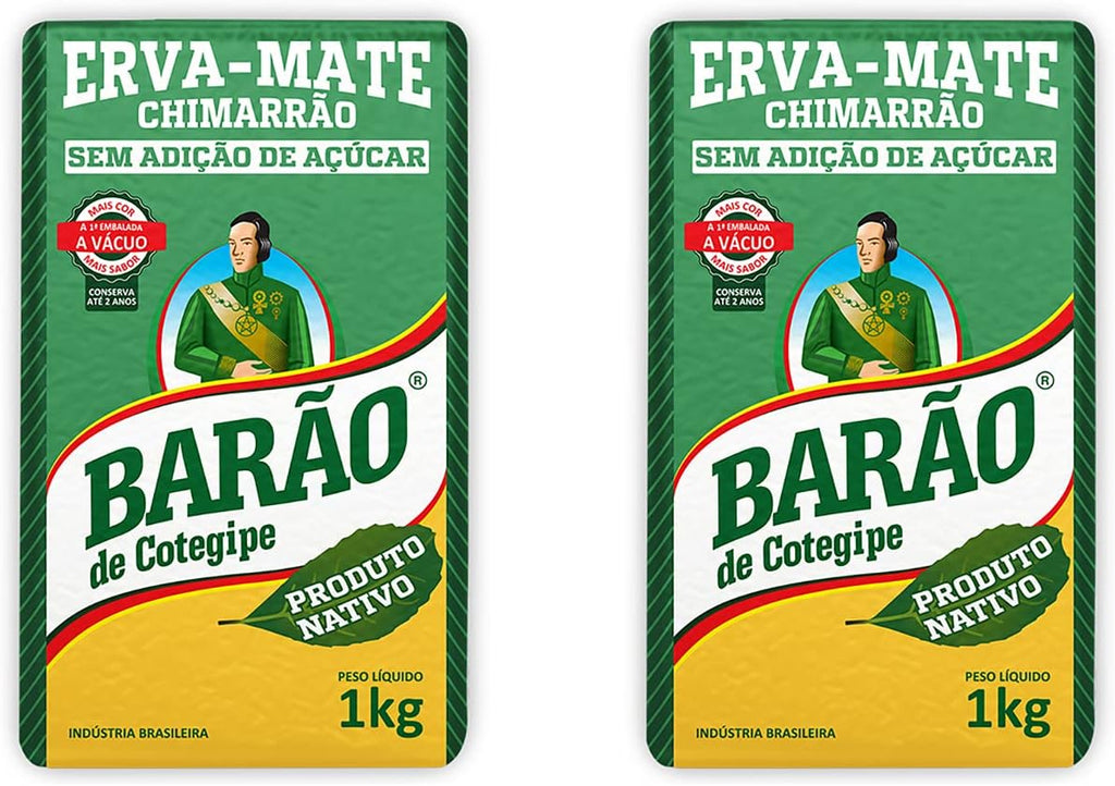 Barão de Cotegipe Yerba Mate - Erva Mate Chimarrão Hot or Cold - Tereré Iced Tea Fruity Flavors 2.2Lb 1Kg (Nativa, Pack of 2)