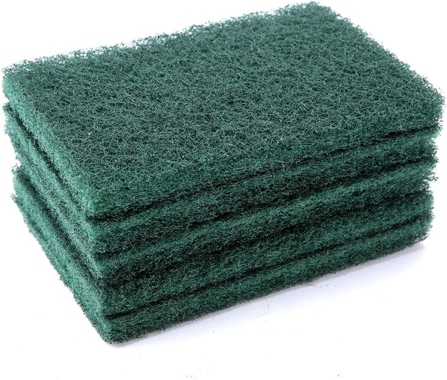 Akozon 5pcsset Industrial Scouring Pads, Abrasive Scourer, Heavy Duty Finishing & Cleaning Sponge Pads (Green)