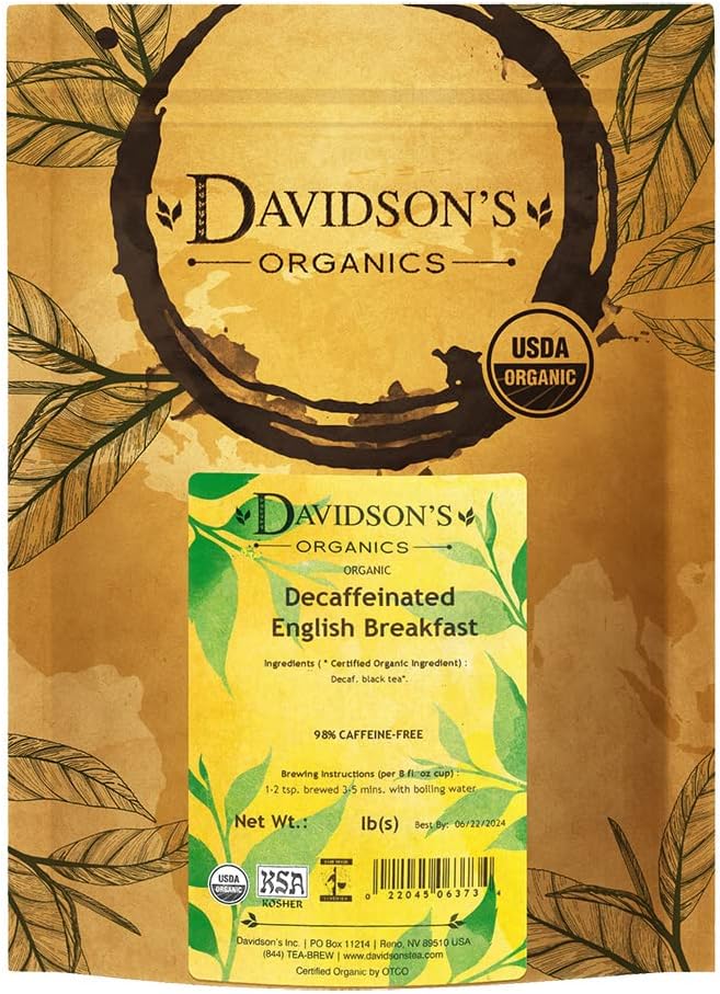 Davidson's Organics, Decaffeinated English Breakfast, Loose Leaf Tea, 16-Ounce Bag