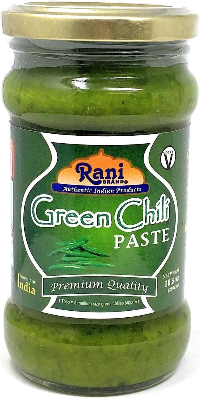 Rani Green Chilli Cooking Paste 10.58oz (300g) Glass Jar ~ Vegan | Gluten Free | NON-GMO | No Colors | Indian Origin