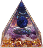 Crystal Pyramid, Lapis Lazuli & Amethyst Healing Crystal Pyramid Porstive Energy Generator, Natural Crystals Energy Pyramid for Attract Wealth Success and Lucky
