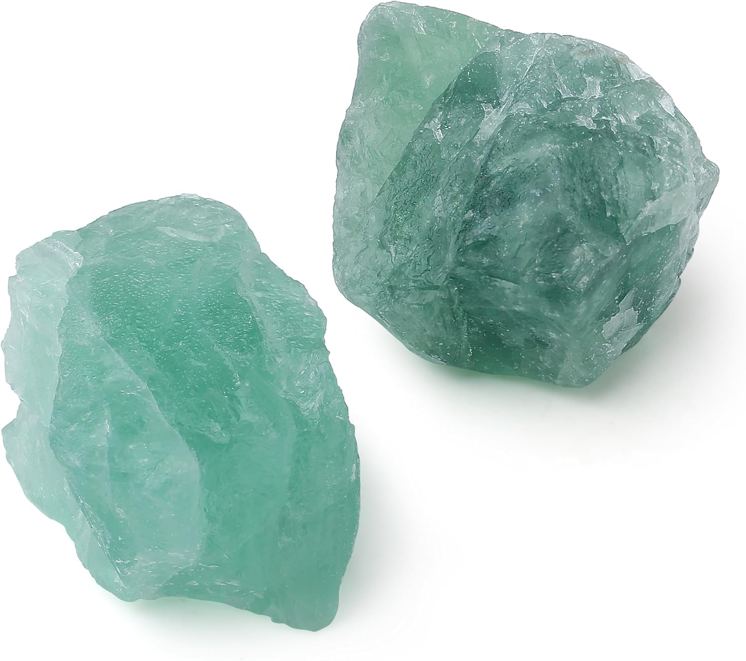 QINJIEJIE 2PCS Green Fluorite 1.8-2.2'' Natural Rough Crystal Rocks Bulk Large Crystal Stones for Tumbling Cabbing Polishing Fountain Rocks DIY Decoration Handmade Gifts