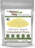 The Spice Way Onion Granules - domestic Granulated Onion (8 oz) a coarse powder, grown and packed in the US.