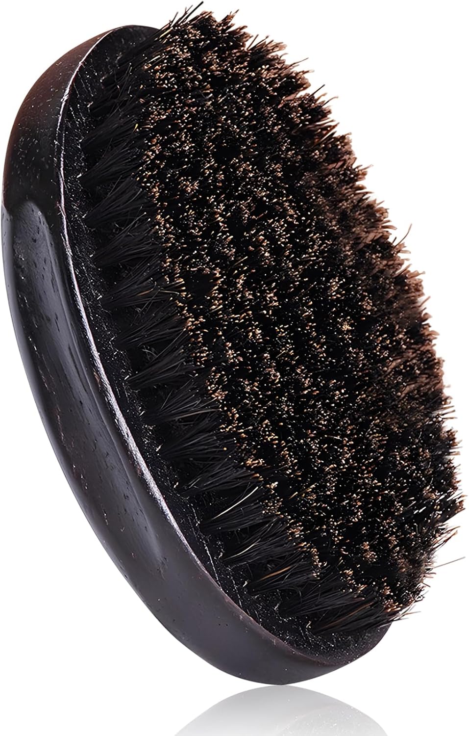 Men's Boar Bristle Beard Brush with Wooden Handle - Pocket Size for Mustache and Beard Grooming (Black)